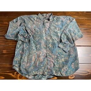 The Silker Shirt Mens Size Large Multicolor Paisley Floral Button Up Long Sleeve